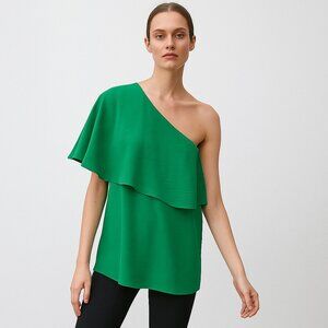 Jodifl NEW Green One Shoulder Ruffle Layer Top Sizes S M Trendy Boho Chic